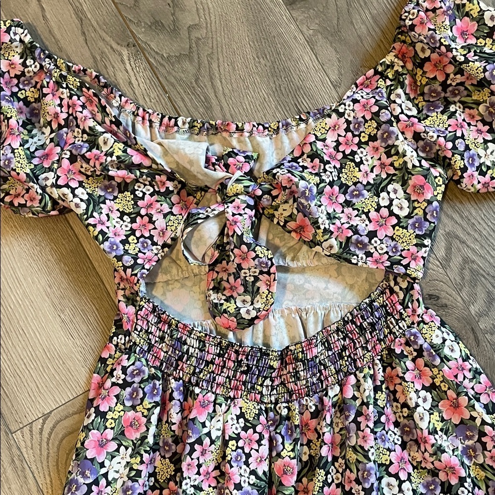Velvet Torch Floral Puff Sleeve Mini Dress - Picture 9 of 11